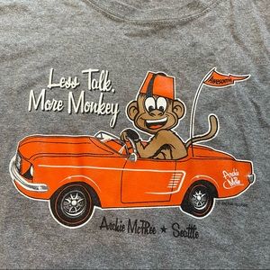 Archie McPhee x Seattle Shirt “Less talk, more monkey” L